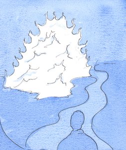 Minulle näytettiin kuva jumaluudesta: tulivuori, jonka huippu liikkui minua kohti, 2003 (paperilla) tekijältä Elizabeth Wang