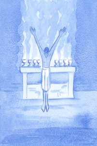 Jos Kristus - kunnioituksella - ylistää nöyrästi Isää, uskaltaako kukaan maan päällä ylistää vähemmällä kunnioituksella?, 2002 (paperilla) tekijältä Elizabeth Wang