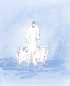 Jos muistan, että Kristus on aina läsnä, puhuessani ystäväni kanssa, "punnitsen" todennäköisemmin jokaisen sanan, 2004 (vesiväri paperille). tekijältä Elizabeth Wang