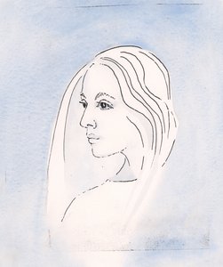 Taivaassa Neitsyt Maria jakaa poikansa huolen kaikesta, mitä maan päällä tapahtuu, 2000 (paperilla) tekijältä Elizabeth Wang