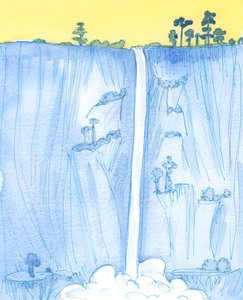 Muuttumattomassa Tahdossaan Jumala on kuin ikuinen ja tasainen laskeutuminen valtavasta metsän vesiputouksesta, 2003 (paperilla) tekijältä Elizabeth Wang