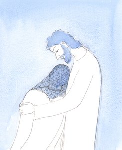 Pyhässä ehtoollisessa Kristus voi vetää meidät lähelle, jotta voimme levätä päämme Hänen rinnallaan, kuten Pyhä, 2004 (paperilla) tekijältä Elizabeth Wang