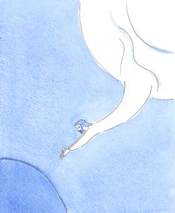 Tullen ihmiseksi Jumalan Poika päätti jakaa meidän elämämme maan päällä ja kärsimyksemme - vaikka hän on synnitön, 2004 (vesiväri paperille). tekijältä Elizabeth Wang
