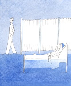 On tärkeää pysyä rukouksessa myös sairauden aikana, 2004 (akvarelli paperille). tekijältä Elizabeth Wang