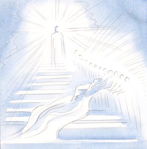 Jeesus tuli alas portaita taivaasta tervehtimään minua ehtoollisessa ja johdattamaan minut kotiin, 2000 (paperilla) tekijältä Elizabeth Wang