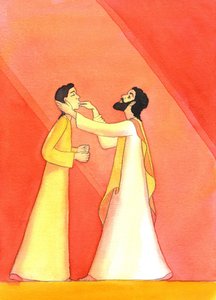 Jeesus parantaa kuuron, kun Hän nostaa katseensa taivaaseen rukouksessa, 2001 (paperilla) tekijältä Elizabeth Wang