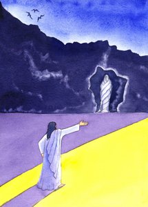 Jeesus herättää Lasaruksen henkiin, 2001 (paperilla) tekijältä Elizabeth Wang