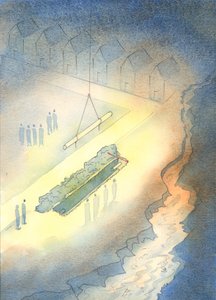 Aivan kuten viemäriputkien asentaminen on turhaa, jos avoviemäri saa jäädä lähelle, 2003 (paperilla w/c) tekijältä Elizabeth Wang