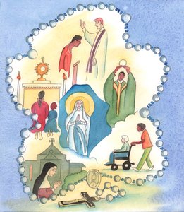 Lourdes ei ole vain esimerkki sairaiden hoidosta, 2005 (akvarelli paperille). tekijältä Elizabeth Wang