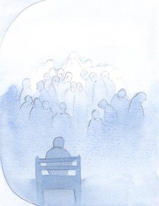 Maria odotti rauhassa, kun listasin kaikki rakkaat rukouksessa - papit ja monet muut., 2001 (paperilla) tekijältä Elizabeth Wang