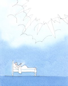 Yhdenkään sairaan ihmisen ei pitäisi uskoa olevansa "hyödytön", 2005 (akvarelli paperille). tekijältä Elizabeth Wang