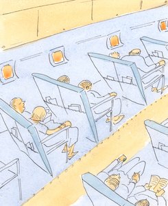 Matkallamme taivaaseen katolilaiset luottavat navigaattoriin ja lentäjään (Jumalaan) ja ovat kiitollisia säännöllisestä ruoasta (sakramentit), 2004 (paperilla) tekijältä Elizabeth Wang