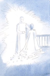 Eräänä päivänä ehtoollisessa Hän koristeli sieluni kukilla, 2000 (paperilla) tekijältä Elizabeth Wang