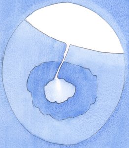 Sielumme on kuin luola, joka on piilotettu syvälle maan sisään. Sen seinät ovat kiinteää "kiveä", mikä on itsekkyyttä. Faith tekee tien "ylös", 2002 (w/c paperilla) tekijältä Elizabeth Wang
