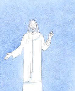 Pyhä Pietari puhui Kristuksesta kiihkeästi, iloisesti ja täysin vakuuttuneena, 2004 (akvarelli paperille). tekijältä Elizabeth Wang