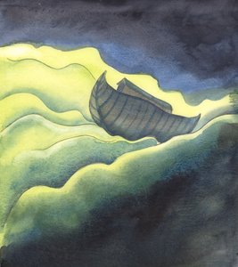 Katolinen kirkko on kuin arkki, joka ajoittain joutuu myrskyäviin vesiin ja kärsii kaikenlaista myllerrystä, 2005 (akvarelli paperille). tekijältä Elizabeth Wang