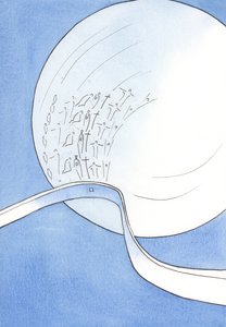 Messun pyhitys on "leikkauskohta" ihmiselämän ja jumalallisen elämän välillä, kuten silloin, kun nauha koskettaa palloa, 2002 (paperilla) tekijältä Elizabeth Wang