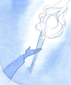Pyhä Henki voi auttaa meitä heikkoudessamme. Vilpitön rukouksemme kutsuu alas, näyttää siltä, liekehtivä soihtu keventämään tietämme, 2002 (paperilla) tekijältä Elizabeth Wang