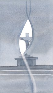 Pyhä Henki lävistää verhon pyhässä messussa ja paljastaa meille Kristuksen kärsimysten mysteerin., 2000 (paperilla) tekijältä Elizabeth Wang