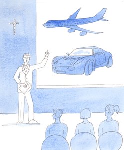 Herra näytti minulle ihmisiä, jotka huusivat ahdistuneena ja huolestuneena hiilijalanjäljistä ja olivat huolissaan maallisesta elämästään, 2004 (w/c paperilla) tekijältä Elizabeth Wang
