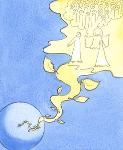 Jumalan Poika oli halukas laskeutumaan alas taivaasta, kuolemaan syntisten joukossa, pelastamaan meidät, 2003 (paperilla) tekijältä Elizabeth Wang