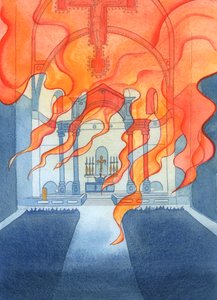 Kirkko tai katedraali, jossa katoliset rukoilevat, lepää Jumalan hoidossa, 2003 (paperilla) tekijältä Elizabeth Wang