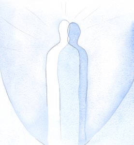 Sen, joka todella rakastaa Kristusta, tulee olla aidosti Hänen kaltainen: Kristuksen peilikuvana muille, toistaen Kristuksen huolenpitoa ja huolenpitoa., 2001 (w/c paperilla) tekijältä Elizabeth Wang
