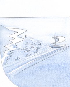 Sielu, joka luottaa Kristukseen, on kuin laiva, jonka purjeet ovat täynnä armon tuulta, joka vetää muita perässään., 2001 (paperilla) tekijältä Elizabeth Wang