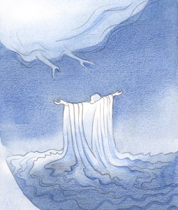 Kristuksen veren kautta meidät pestään ja puetaan valkoiseen asuun, valmiina lähestymään Isää, 2001 (paperilla) tekijältä Elizabeth Wang