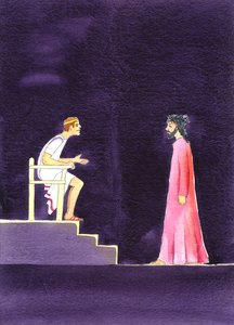 "Mikä on Totuus?" sanoi Pilatus Jeesukselle, 2001 (w/c paperilla) tekijältä Elizabeth Wang