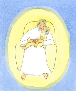 Kun Kristuksen ystävä ottaa Hänet vastaan pyhässä ehtoollisessa, mutta on kuitenkin liian sairas ja väsynyt rukoilemaan, hän voi olla varma siitä, että Kristus "pitää" häntä rakastavassa huolenpidossaan aivan kuten hän piti sairasta lasta., 2004 (w/ tekijältä Elizabeth Wang