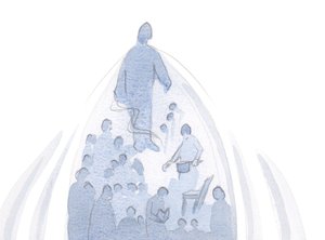 Kun sielu tarjoaa kaiken kunnianosoituksena Isälle, kaikki siinä elämässä on vedetty ylöspäin, Jumala itseensä., 2001 (w/c paperilla) tekijältä Elizabeth Wang