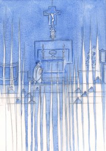 Kun uskolliset ihmiset rukoilevat pyhää rukousta, pyhät enkelit ympäröivät heidät ja valvovat kunnioittavassa hiljaisuudessa, 2002 (paperilla) tekijältä Elizabeth Wang