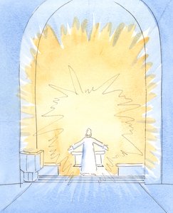 Kun leipä on pyhitetty messussa, Kristus on oleellisesti Läsnä alttarillamme, kaikessa kirkkaudessaan, 2004 (paperilla) tekijältä Elizabeth Wang