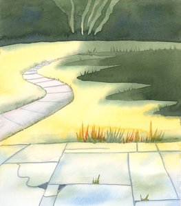 Joka ylistää Jumalaa ruohosta ja auringonvalosta, sadepisaroista ja kasteesta, sen tulisi tietää, että Jumala on valmistanut kaiken luonnon kauneuden meidän iloksemme ja käyttöömme, 2005 (akvarelli paperille). tekijältä Elizabeth Wang