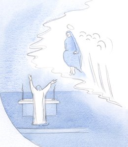 Millä ilolla Kristus (alttarilla) ylistää äitiään ihaillen Hänen persoonaansa ja hänen koko elämäntyötään., 2001 (paperilla) tekijältä Elizabeth Wang