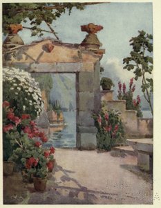 Ovikäytävä Varennassa, Lago di Como, kuvitus Richard Bagotin teoksesta Italian järvet
