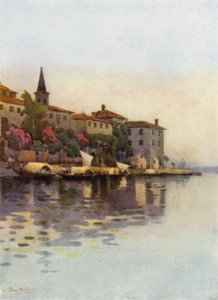 Harmaa aamu, Lago Maggiore (väri litho) tekijältä Ella Du Cane