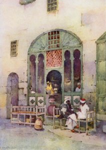 Arab Cafe, Kairo (väri litho) tekijältä Ella Du Cane