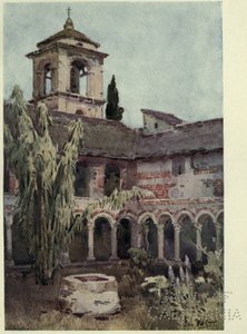 Chiostro di Piona, Comon järvi, kuvitus Richard Bagotin teoksesta "Italian järvet". tekijältä Ella Du Cane