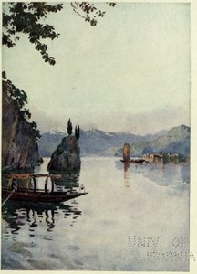 Il Punto di Bellagio, Como-järvi, kuvitus Richard Bagotin teoksesta "Italian järvet" tekijältä Ella Du Cane