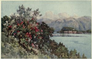 Ruusut, Villa Carlotta, Lago di Como, Kuvitus Richard Bagotin teoksesta Italian järvet tekijältä Ella Du Cane