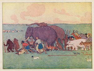 Nooan arkki: kulkue (värilitografia) tekijältä Elmer Boyd Smith