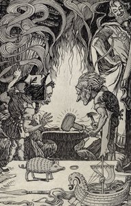 Kolmas lahja valtava vasara, kuvitus julkaisusta Myyttejä monista maista, julkaistu 1912