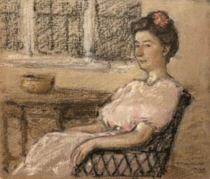 Istuva nainen vaaleanpunaisessa, 1902.