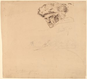 Tutkimukset "Washington Crossing the Delaware" [recto] tekijältä Emanuel Gottlieb Leutze