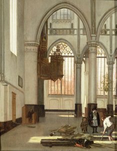 Haudankaivajat Oude Kerkin länsipäässä Amsterdamissa (paneeli) tekijältä Emanuel de Witte