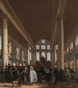 Amsterdamin portugalilaisen synagogan sisätilat tekijältä Emanuel de Witte