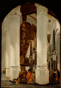 Nieuwe Kerk Delftissä ja Willem the Silentin hauta, n. 165051 (öljy tammipaneeliin) tekijältä Emanuel de Witte