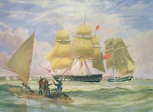 HM:n alukset "Ganges" ja "Sapphire" Pernambucon edustalla, 1829.